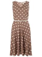 Dorothy Perkins *billie & Blossom Taupe Spot Print Hard Belt Skater Dress