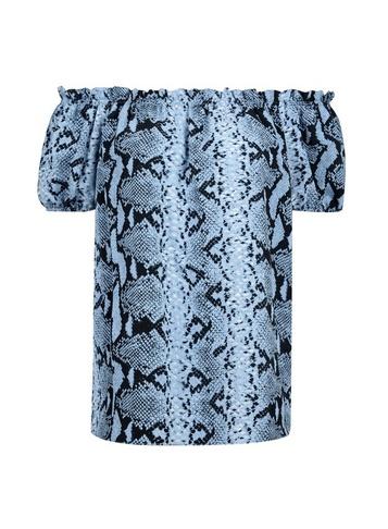 Dorothy Perkins Blue Snake Print Bardot Top