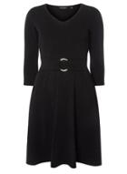 Dorothy Perkins Black Belted Fit And Flare Dress