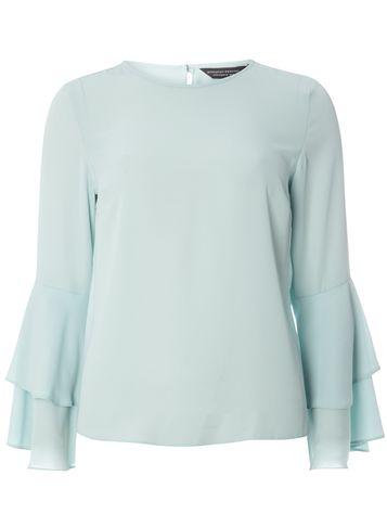 Dorothy Perkins Green Double Ruffle Sleeve Top
