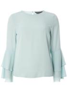 Dorothy Perkins Green Double Ruffle Sleeve Top