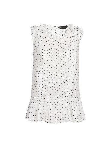 Dorothy Perkins Ivory Spotted Ruffle Sleeveless Top