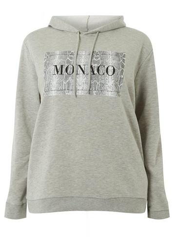 Dorothy Perkins *dp Curve Grey 'monaco' Motif Hoodie