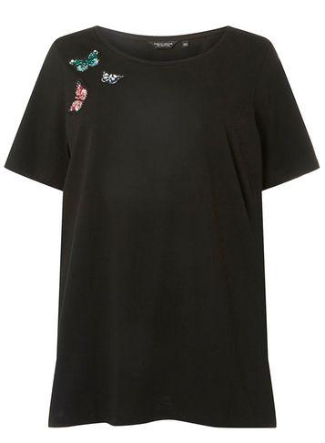 Dorothy Perkins *dp Curve Black Butterfly Badge T-shirt
