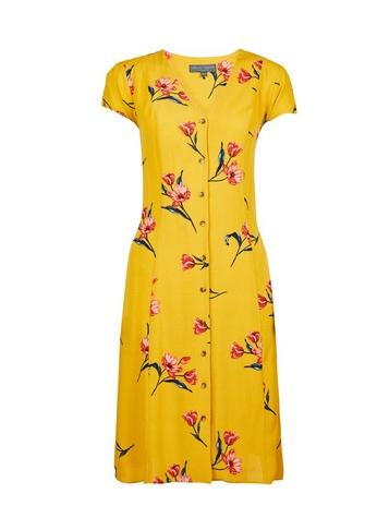 Dorothy Perkins *tall Yellow Floral Print Dress
