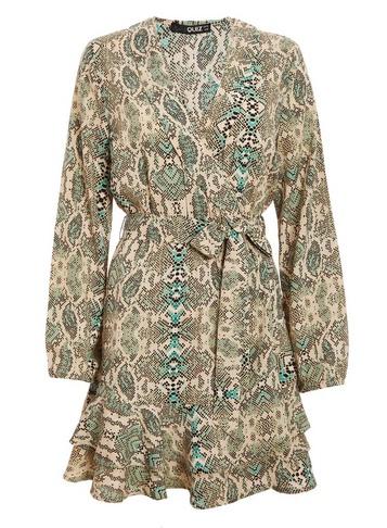 *quiz Multi Coloured Snake Print Long Sleeve Dress