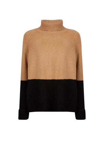 Dorothy Perkins Camel Colour Block Cowl Neck Jumper