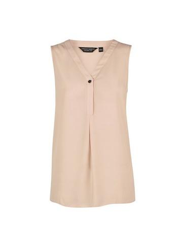 Dorothy Perkins Camel Sleeveless Button Shirt