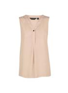 Dorothy Perkins Camel Sleeveless Button Shirt