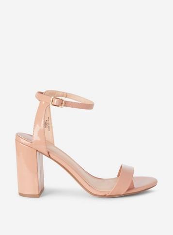 Dorothy Perkins Wide Fit Nude 'shimmer' Block Heel Sandals