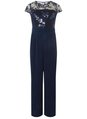 Dorothy Perkins Navy Sequin Top Jumpsuit