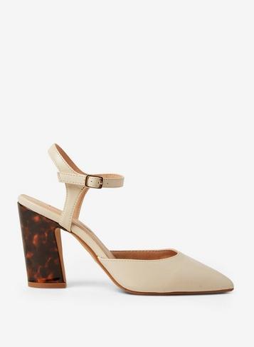 Dorothy Perkins Cream Eva Flared Court Shoes