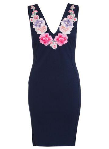Dorothy Perkins *quiz Navy Embroidered Flower Dress