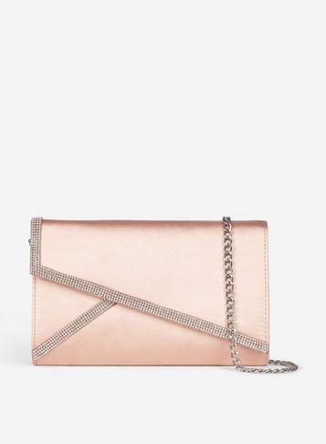 Dorothy Perkins Blush Asymmetric Diamante Clutch Bag