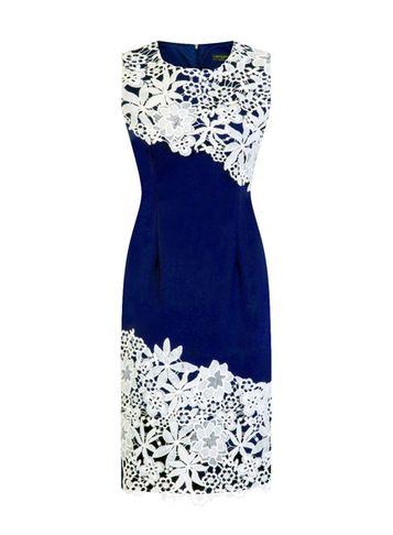 Dorothy Perkins *paper Dolls Navy Cream Lace Midi Bodycon Dress