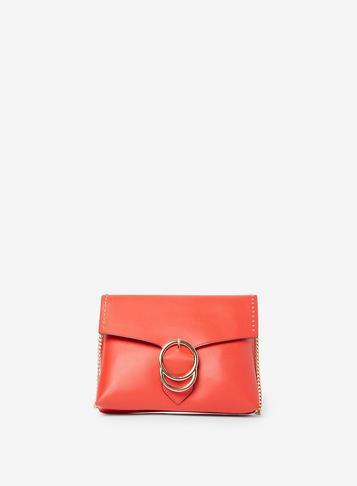 Dorothy Perkins Red Double Ring Stud Clutch Bag
