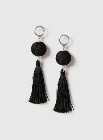 Dorothy Perkins Black Wrap Ball Tassel Earrings