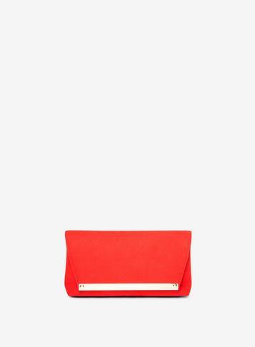 Dorothy Perkins Red Metal Bar Envelope Clutch Bag