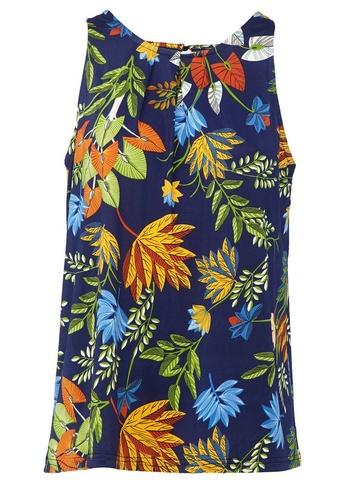 *izabel London Navy Leaf Print Vest Top