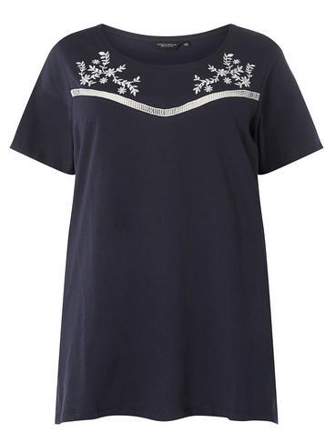 Dorothy Perkins *dp Curve Navy Embroidered Lace Top