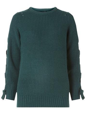 Dorothy Perkins Green Tie Sleeve Jumper