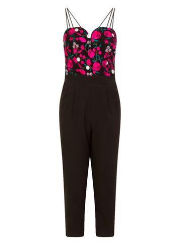 Dorothy Perkins *girls On Film Pink Embroidered Jumpsuit