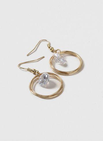 Dorothy Perkins Cubic Zirconia Gold Ring And Drop Earrings