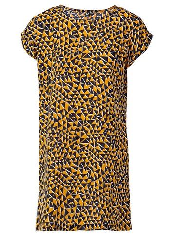 *izabel London Mustard Geometric Print Shift Dress