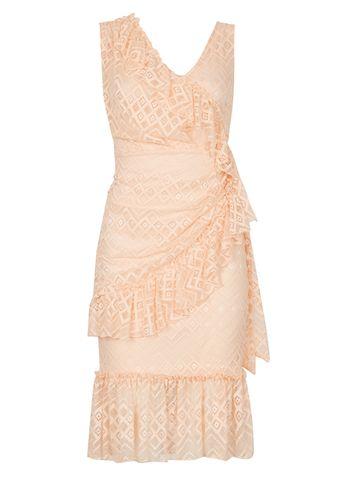 Dorothy Perkins *feverfish Peach Frill Lace Shift Dress