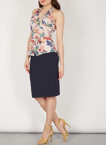 Dorothy Perkins *feverfish Navy Floral Peplum Dress