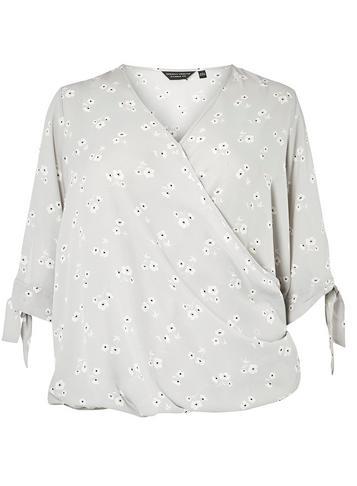 Dorothy Perkins *dp Curve Grey Floral Print Bubble Hem Wrap Top