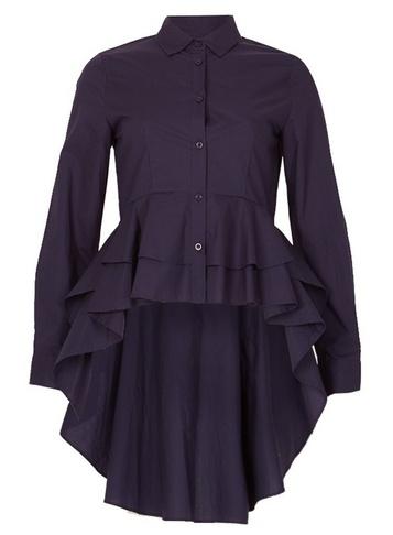 *izabel London Navy Frill Layer Hem Shirt