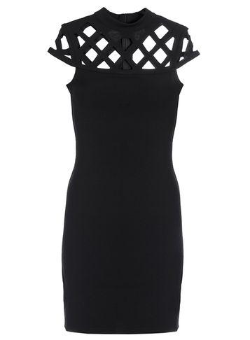 Dorothy Perkins *quiz Black Crepe Laser Cut Dress