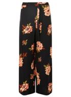 Dorothy Perkins Petite Black Floral Print Wide Leg Trousers