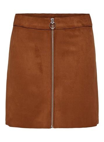 *only Brown Suede Zip Skirt