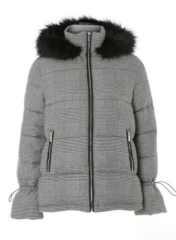 Dorothy Perkins Monochrome Check Hooded Padded Coat