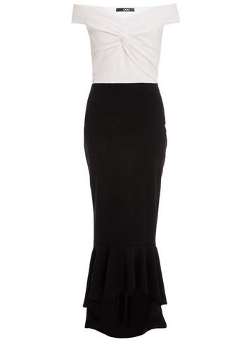 *quiz Black And White Knot Bardot Maxi Dress