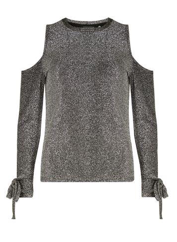 Dorothy Perkins Silver Cold Shoulder Top