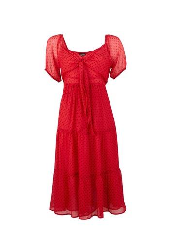 Dorothy Perkins *red Spot Print Midi Skater Dress