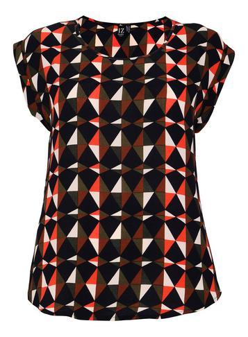 Dorothy Perkins *izabel London Curve Navy Geometric Print Top