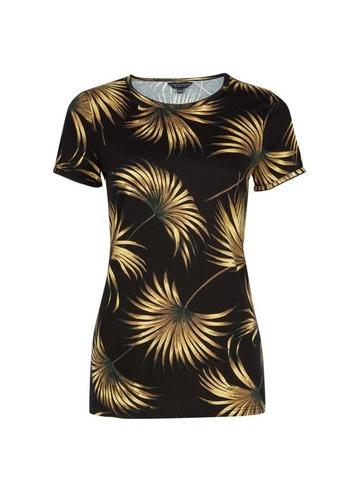 Dorothy Perkins Black Palm Print Pique T-shirt