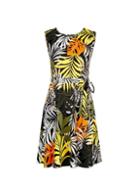 *billie & Blossom Petite Black Tropical Animal Print Dress