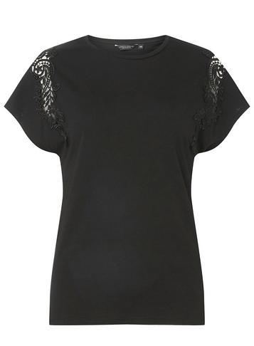 Dorothy Perkins Black Embroidered Shoulder T-shirt