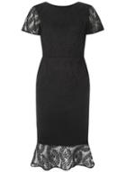 Dorothy Perkins Black Lace Fish Tail Bodycon Dress