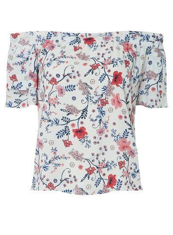Dorothy Perkins Petite White Floral Bardot Top