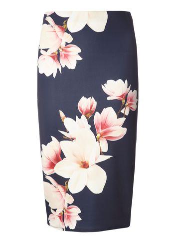 Dorothy Perkins Navy Floral Pencil Skirt