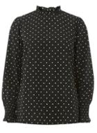 Dorothy Perkins Black Spotted Shirred Cuff Top