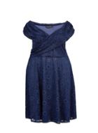 Dorothy Perkins *dp Curve Navy Lace Bardot Fit And Flare Dress