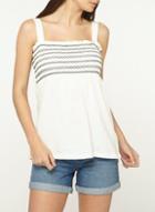 Dorothy Perkins *tall Black And Ivory Shirred Camisole Top