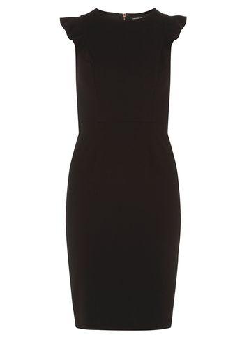 Dorothy Perkins Black Ruffle Shoulder Pencil Dress